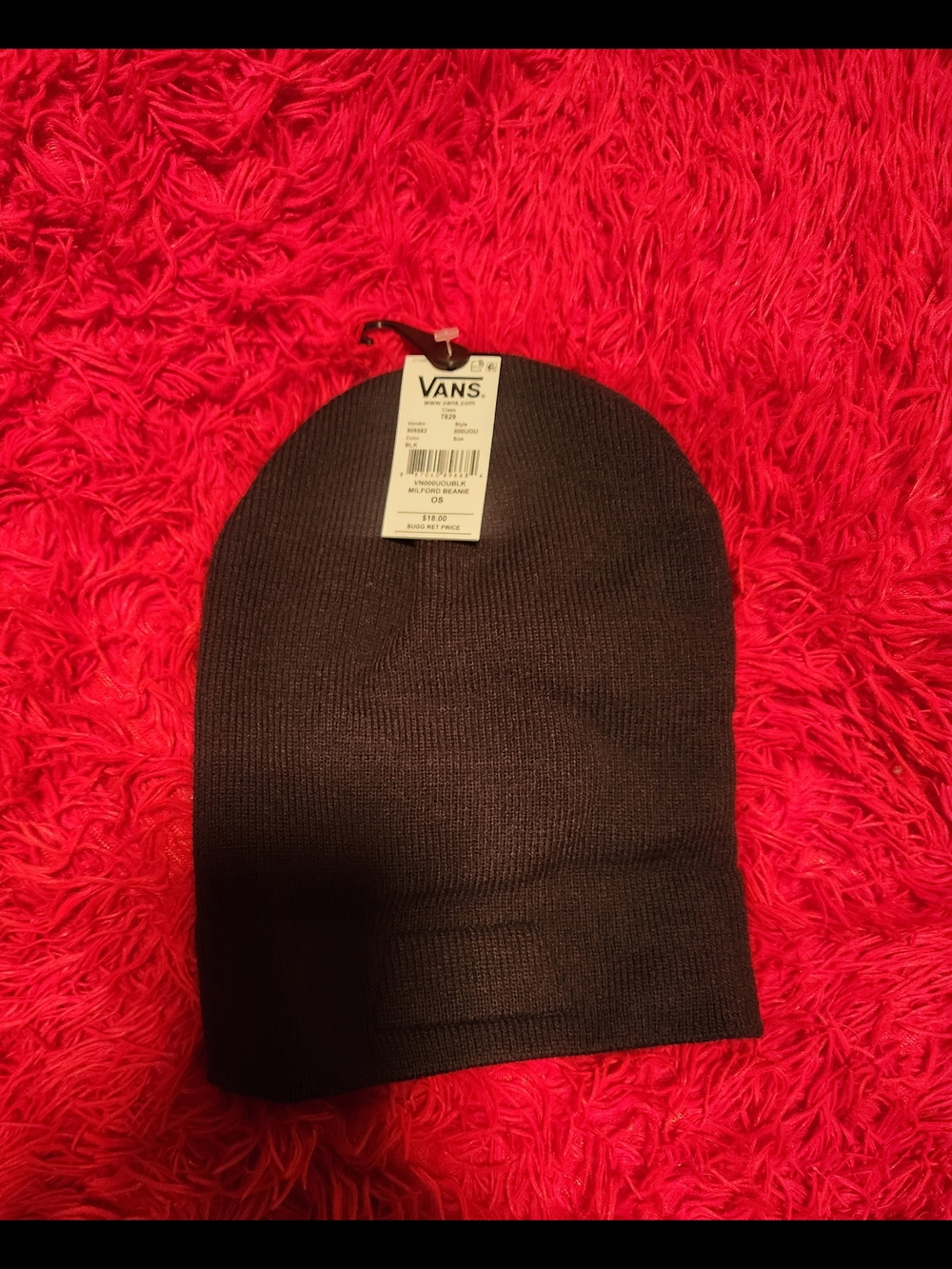 Vans Black Milford Beanie Cuffed Logo Patch NWT Unisex